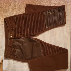 Faux Leather Suede Zipper Skinny Jeans